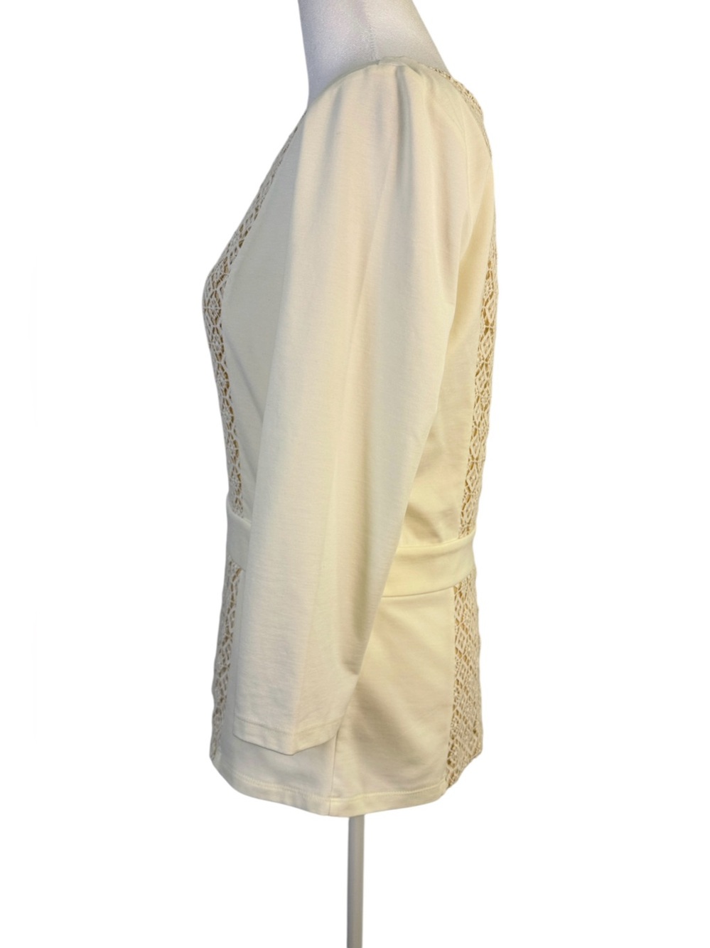 Ann Taylor Cream Lace-Front& Back Mixed‑Media Top With Lace Panel Size M - Picture 5 of 9